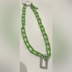 Nwt mint enamel type with rhinestone one link. 16” necklace